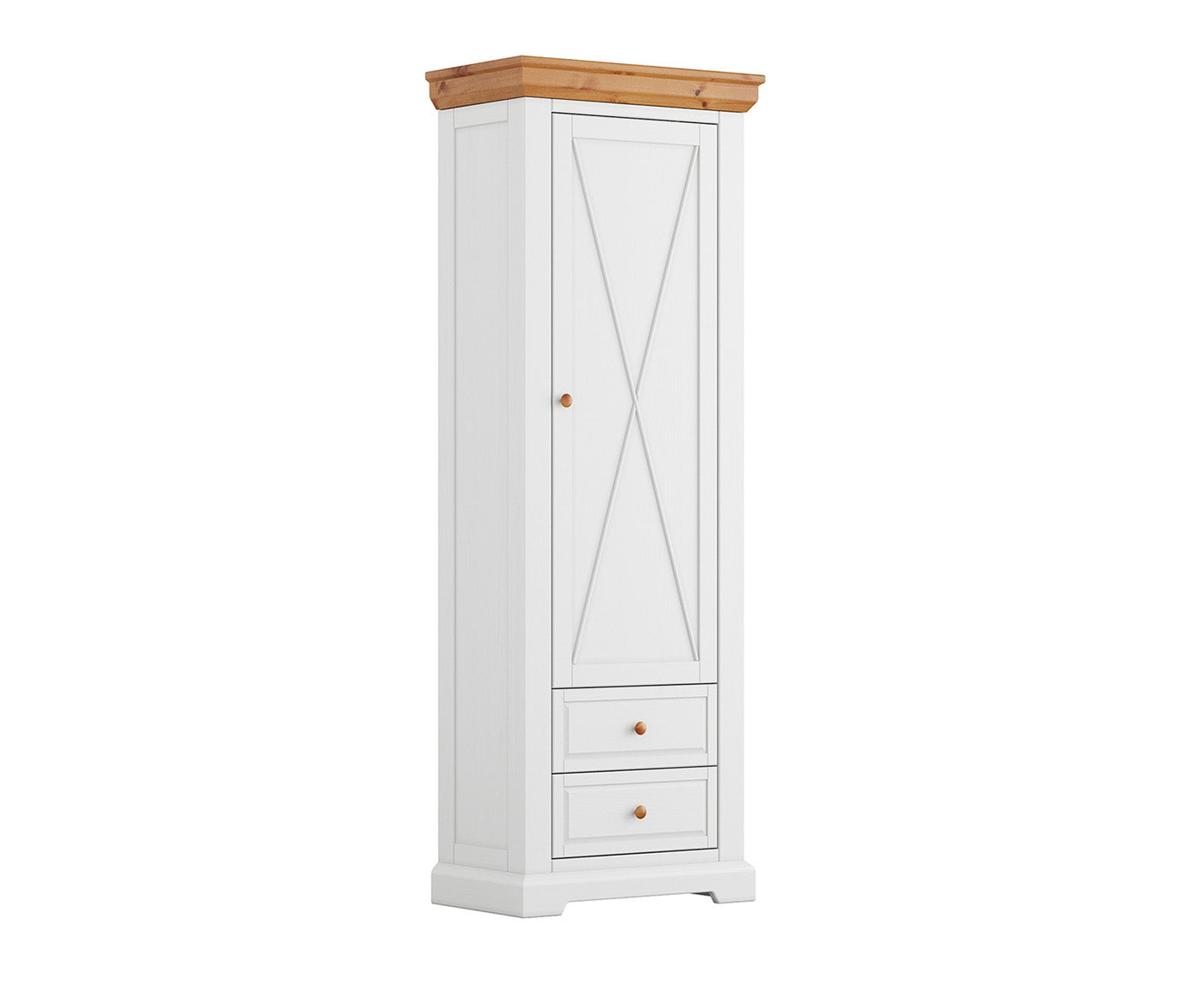 Marone Elite Garderobenschrank Massivholz Weiß / Grau