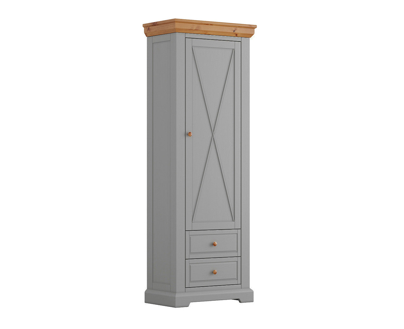 Marone Elite Garderobenschrank Massivholz Weiß / Grau