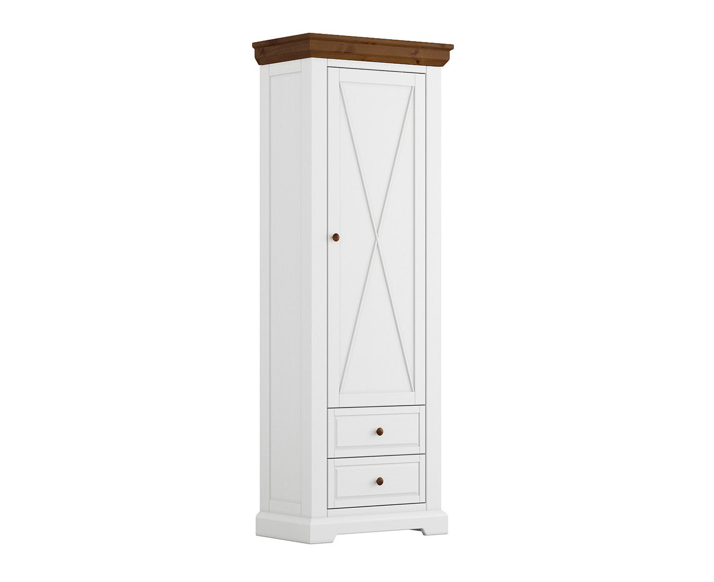 Marone Elite Garderobenschrank Massivholz Weiß / Grau