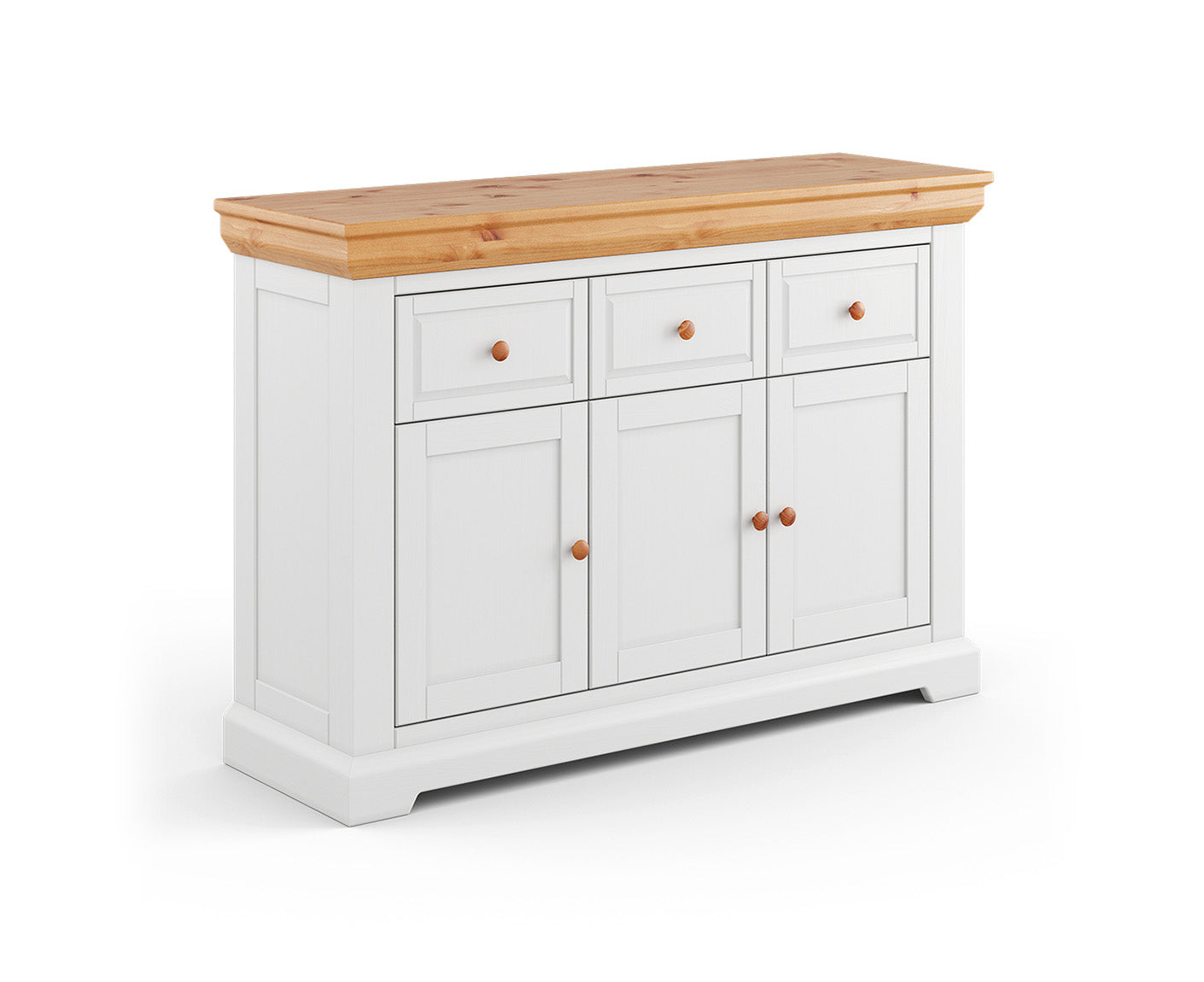 Marone Elite Sideboard 3-türig Massivholz Weiß / Grau