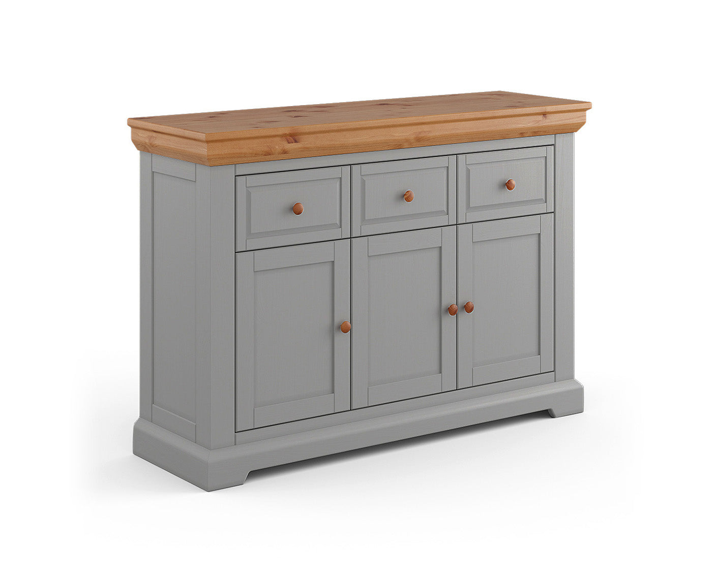 Marone Elite Sideboard 3-türig Massivholz Weiß / Grau