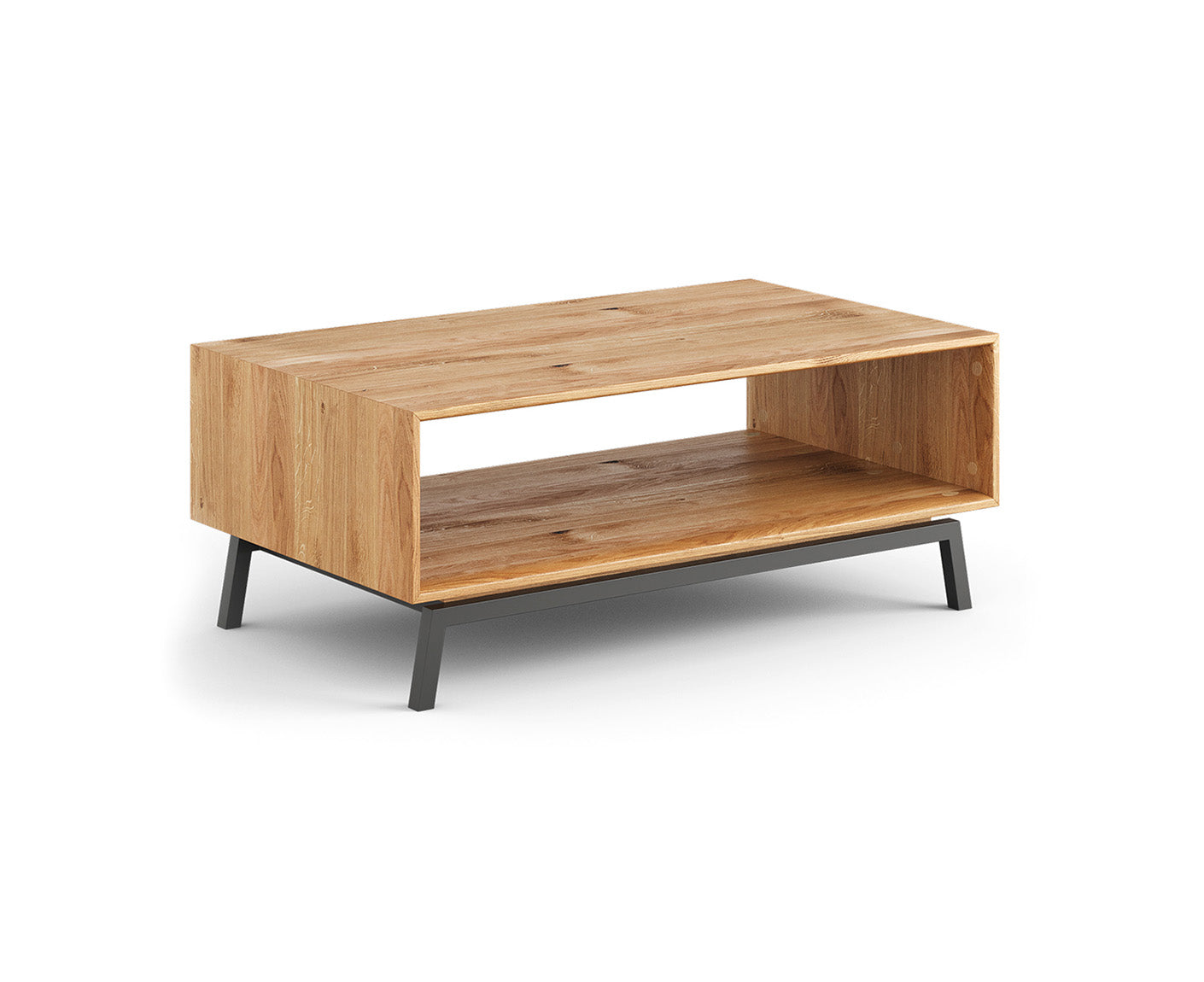 Modern Loft Massivholz Wohnzimmerset 4-teilig Eiche/Glas Grafit