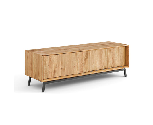 Modern Loft TV-Lowboard 200 cm mit Schublade Massivholz Eiche, geölt