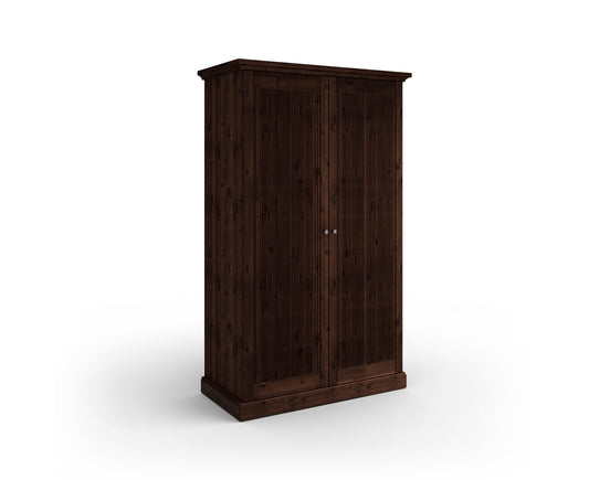Rosella Kleiderschrank 2-Türig Massivholz Tabacco / Altsilber