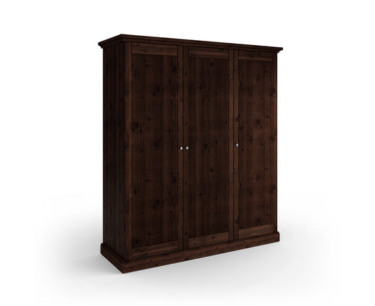Rosella Kleiderschrank 3-Türig Massivholz Tabacco / Altsilber