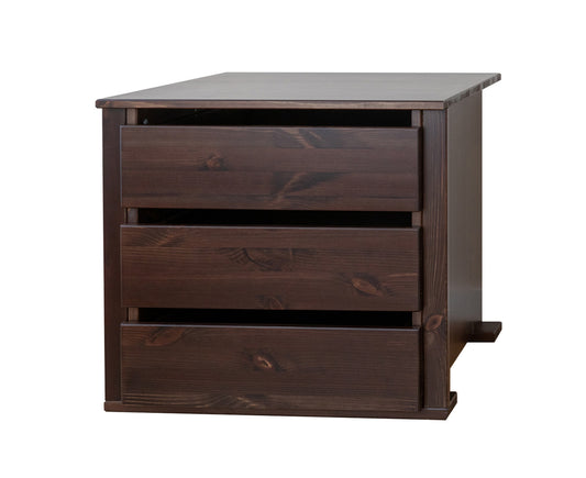Rosella Schubladen-Modul für Kleiderschrank 3 Schubladen Schmal Massivholz Tabacco