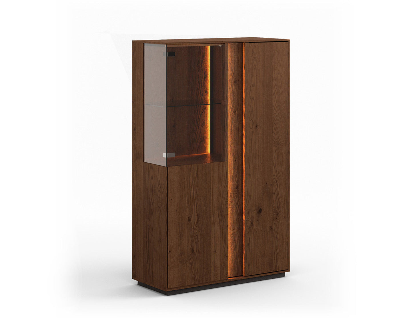 Collodi Highboard 2-türig Massivholz Wildeiche / Tabak geölt, fertig montiert