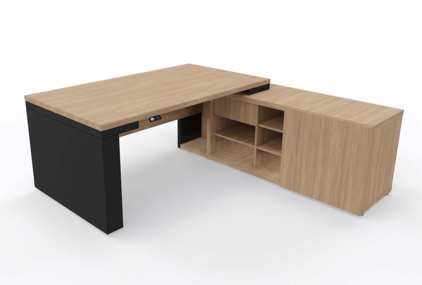 MDD Mito Chefschreibtisch, elektrisch höhenverstellbar mit Managerschrank 199/220 x 100 cm