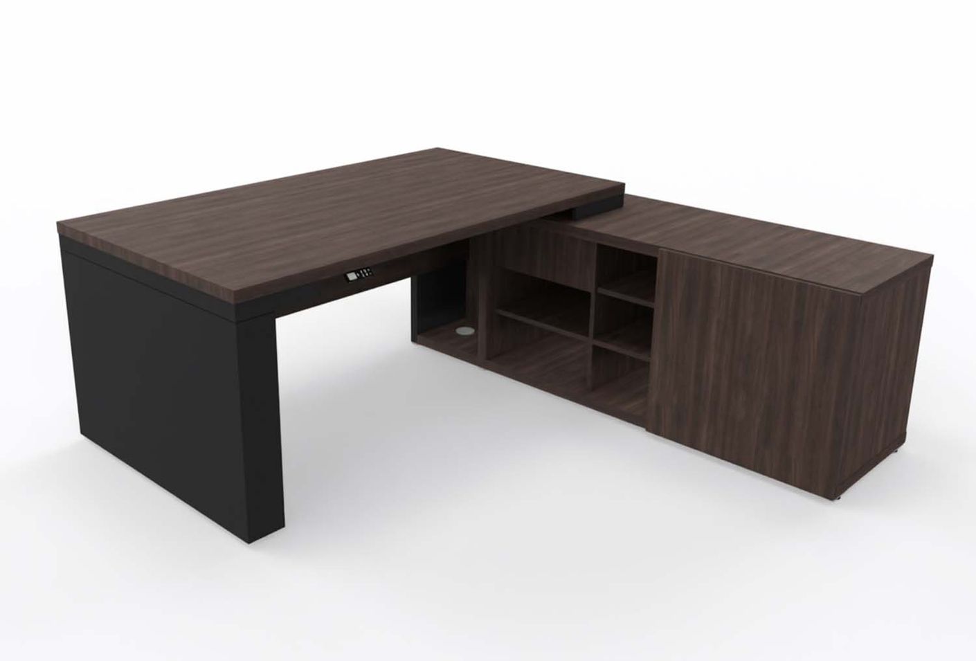 MDD Mito Chefschreibtisch, elektrisch höhenverstellbar mit Managerschrank 199/220 x 100 cm