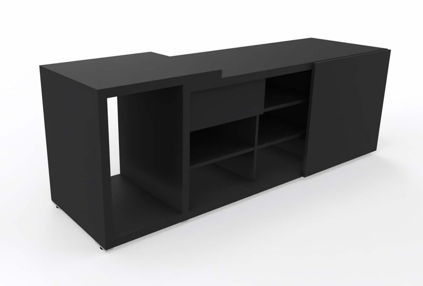 Mito Schiebetürenschrank 189 x 57 cm Sideboard Schwarz Matt