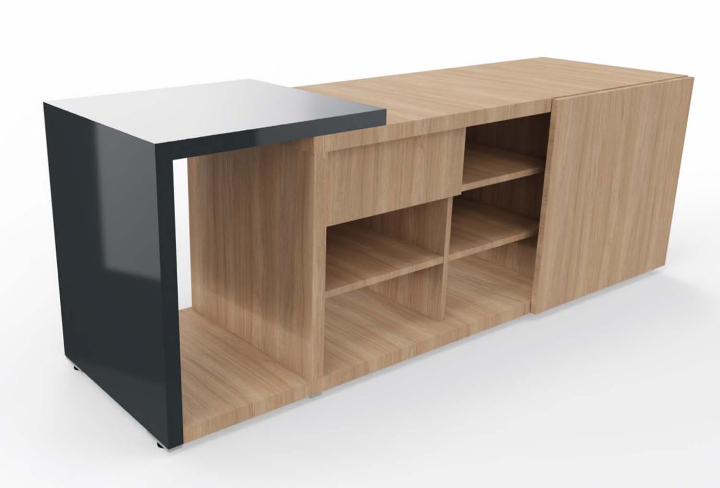 Mito Schiebetürenschrank 189 x 57 cm Sideboard Bernstein Eiche Hochglanz