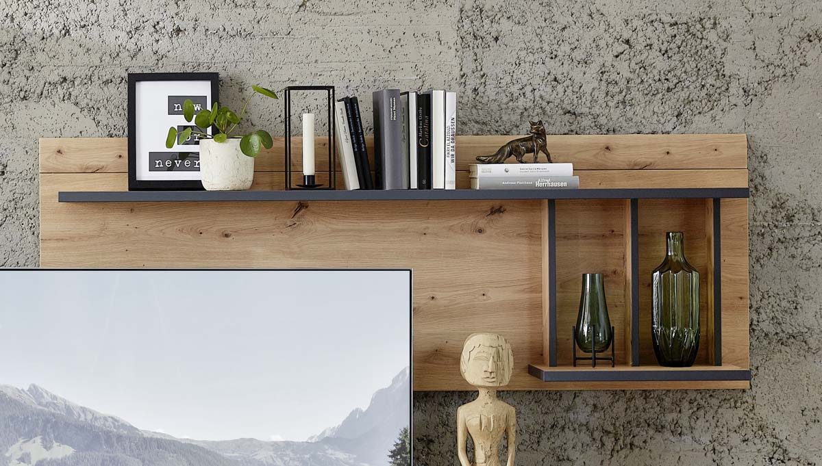 Madera II Wohnwand 1, fertig montiert, Artisaneiche MDF