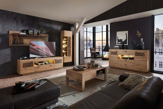 Madera II Wohnzimmer Komplettset 2, fertig montiert, Artisaneiche MDF