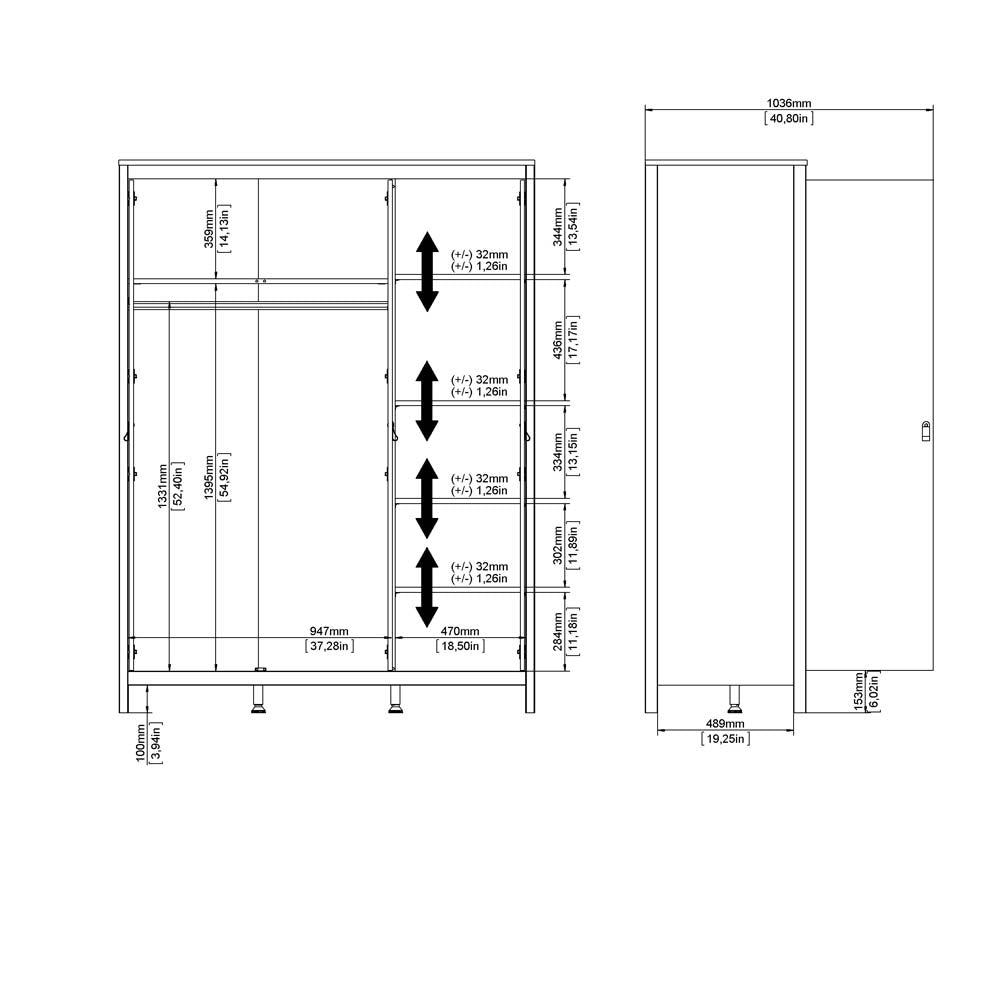 Madrid Kleiderschrank Weiß