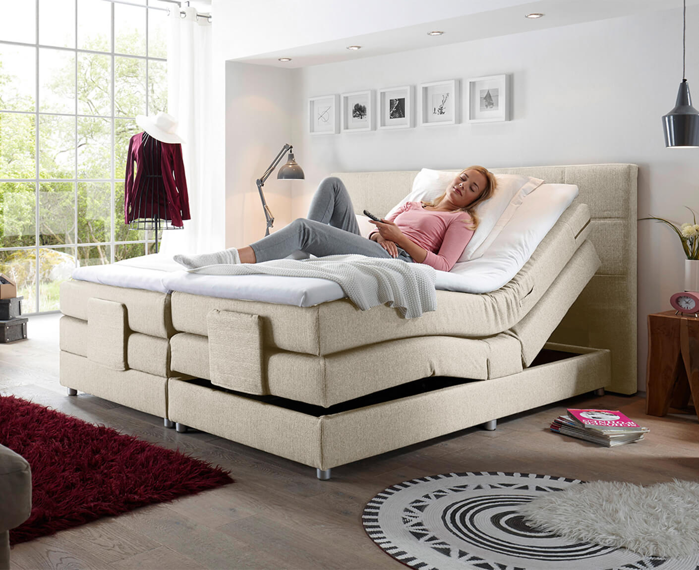 Manolo Boxspringbett mit Motor, 180x200 cm