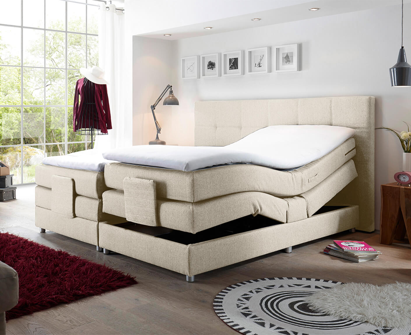 Manolo Boxspringbett mit Motor, 180x200 cm
