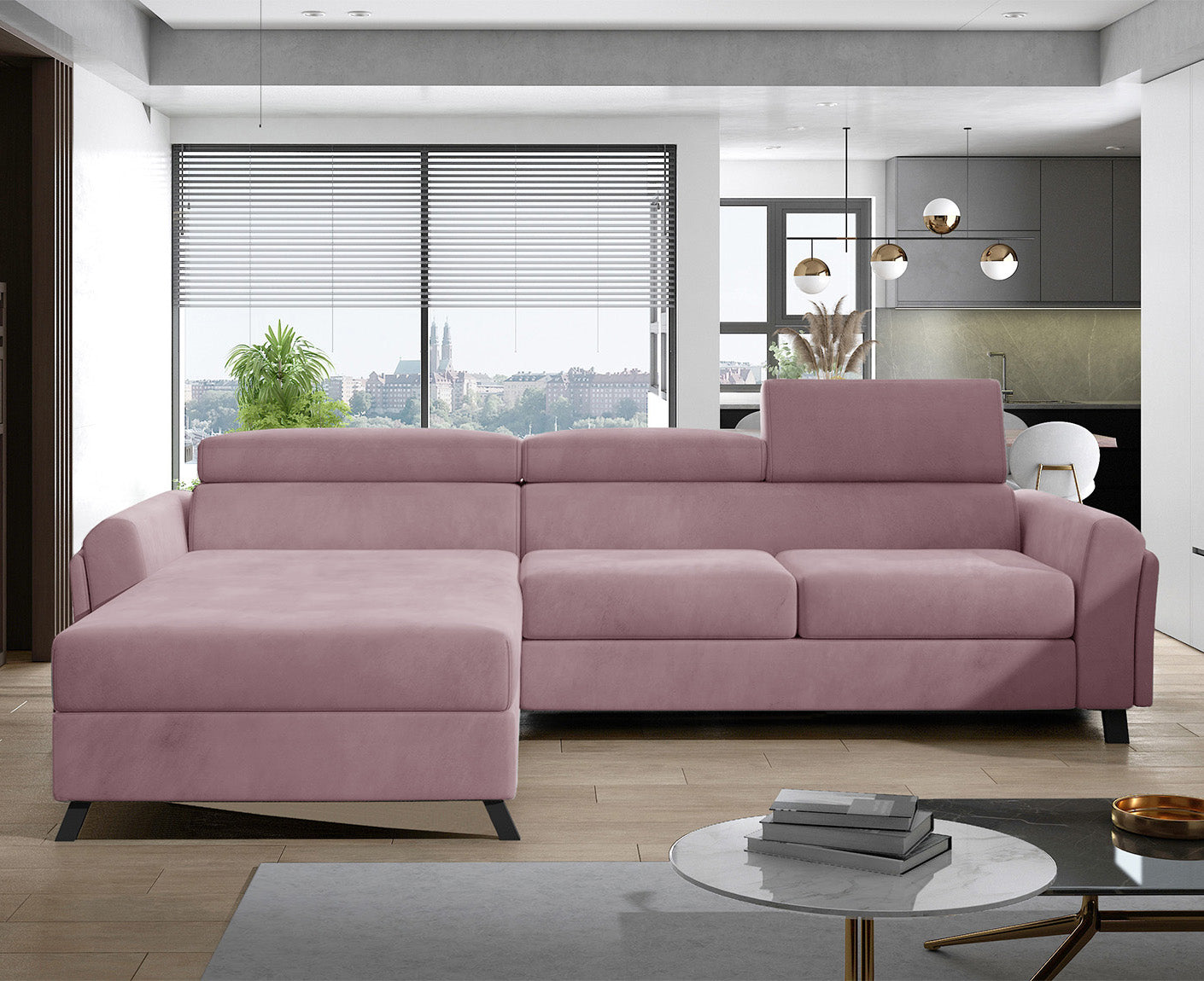 Mariall Ecksofa 300 x 190 cm Burgund (Samt - Matt)