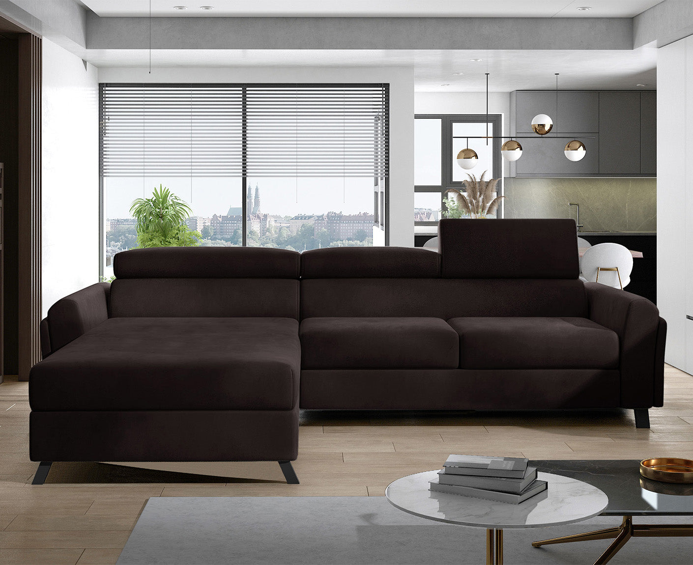 Mariall Ecksofa 300 x 190 cm Burgund (Samt - Matt)