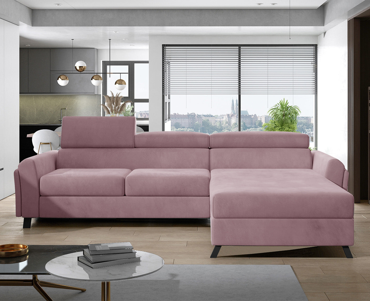 Mariall Ecksofa 300 x 190 cm Burgund (Samt - Matt)