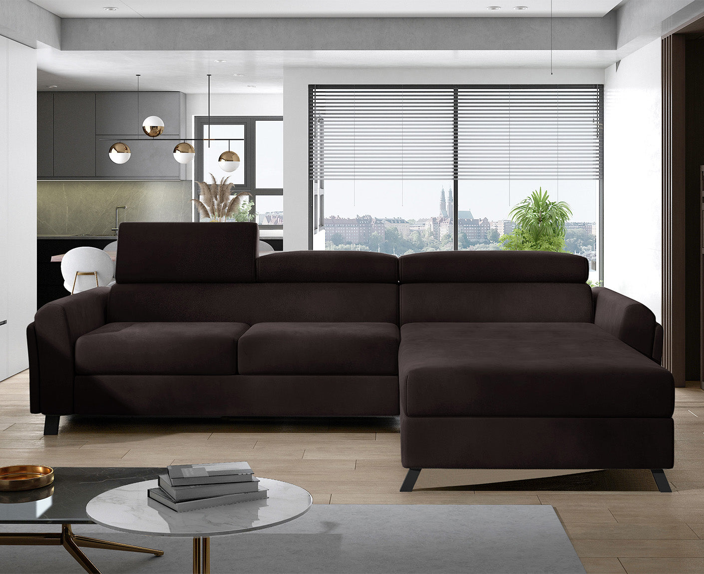 Mariall Ecksofa 300 x 190 cm Burgund (Samt - Matt)