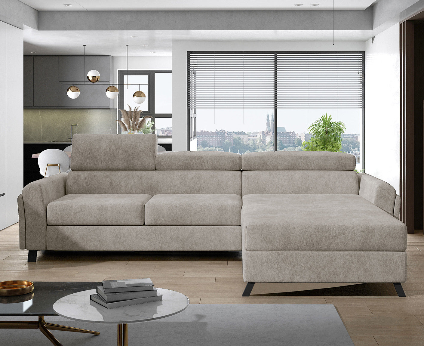 Mariall Ecksofa 300 x 190 cm Beige (Kunstleder)