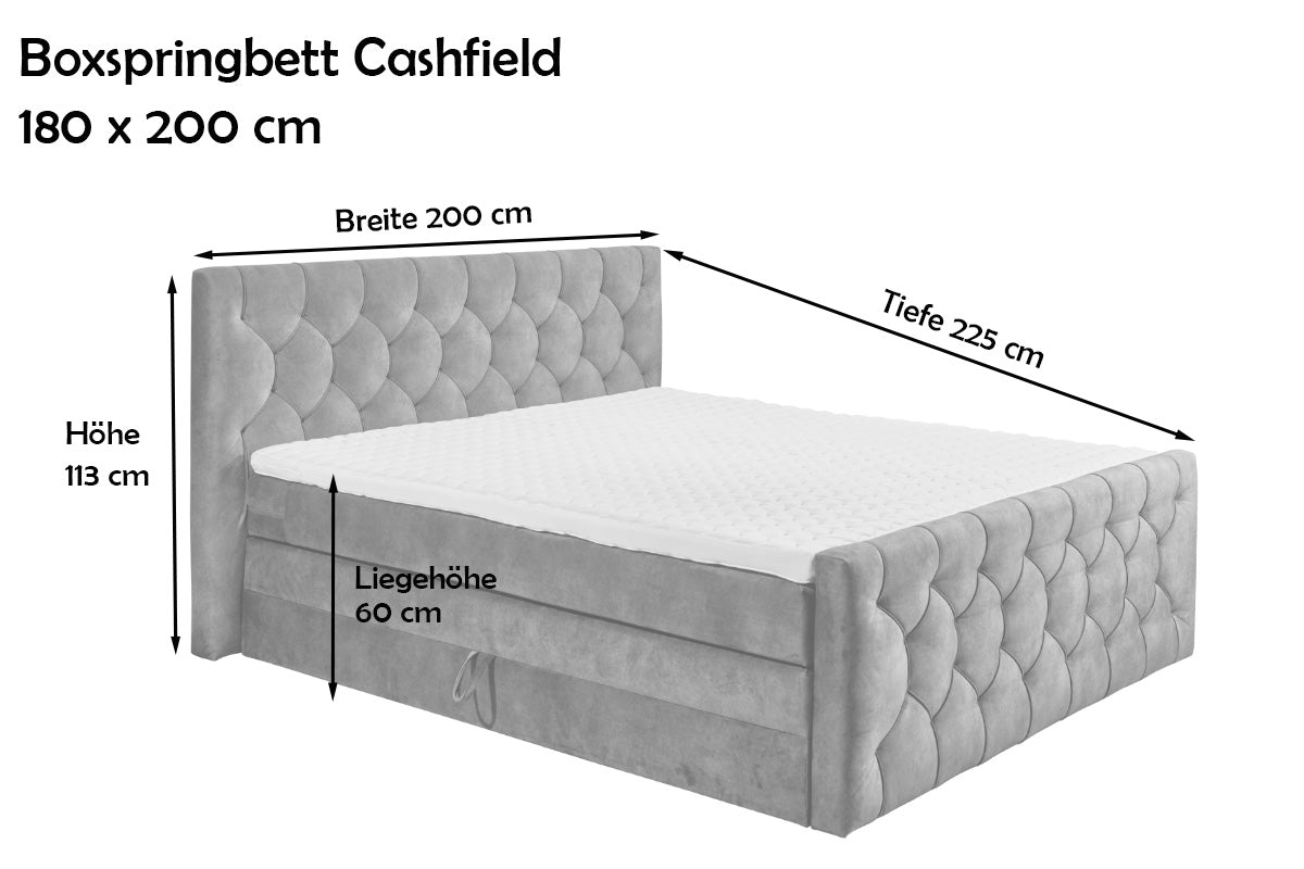 Cashfield Boxspringbett 180x200 cm , inkl. Bettkasten Beige