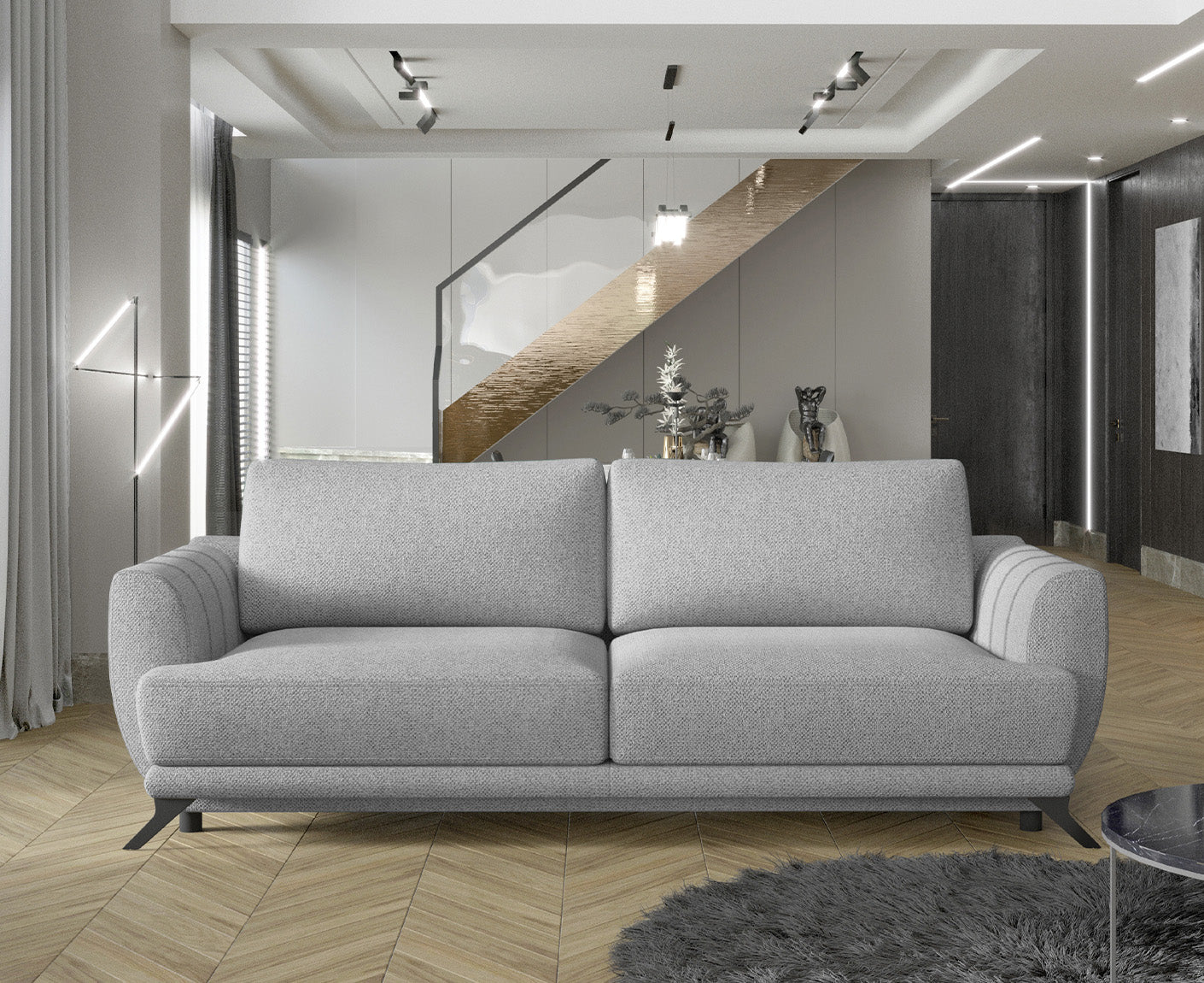 Megis Schlafsofa 250x95 cm Blau (Webstoff)