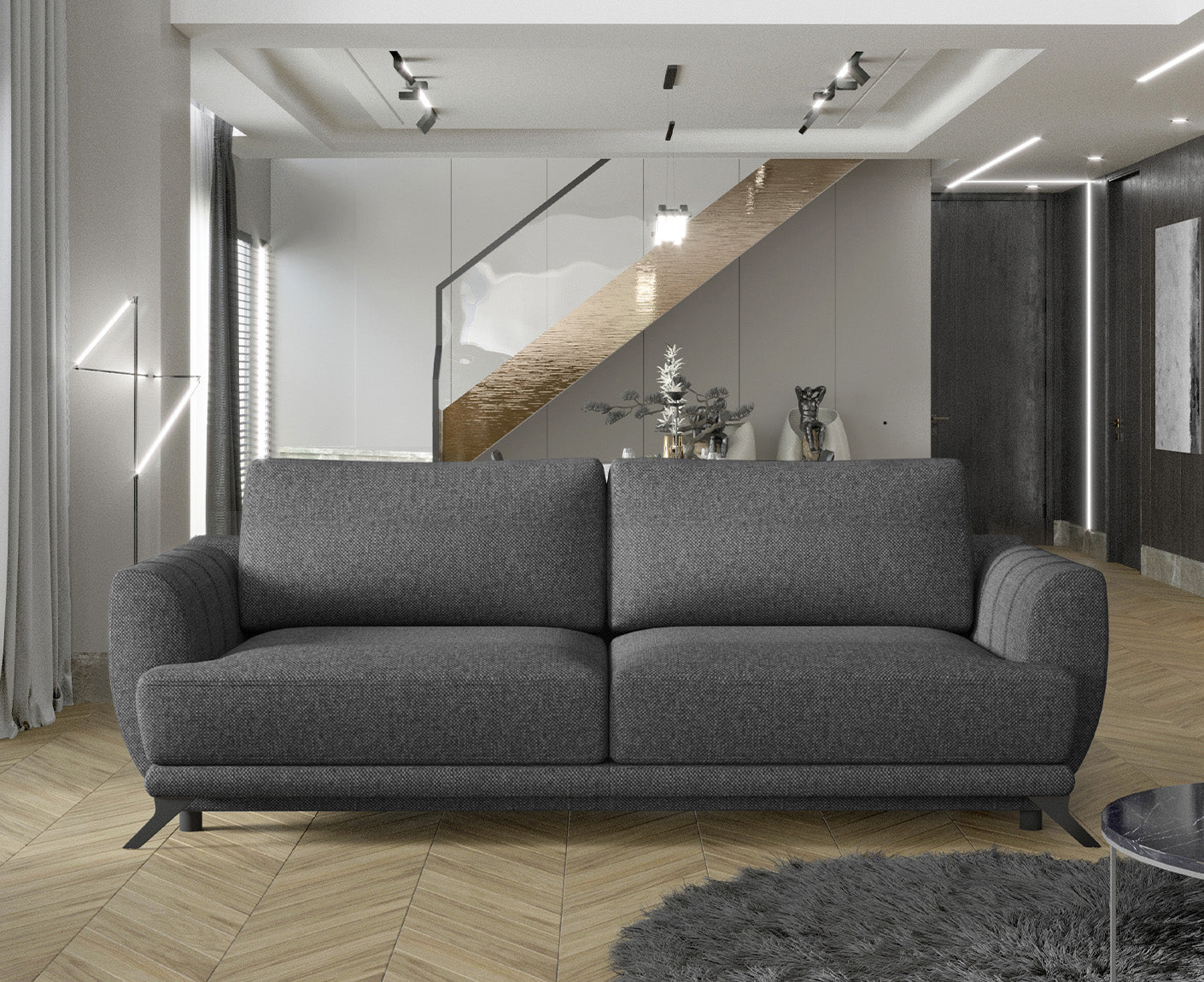 Megis Schlafsofa 250x95 cm Blau (Webstoff)