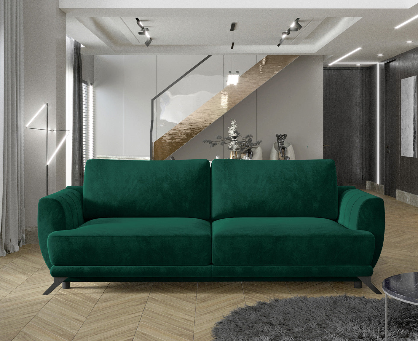 Megis Schlafsofa 250x95 cm Blau (Webstoff)