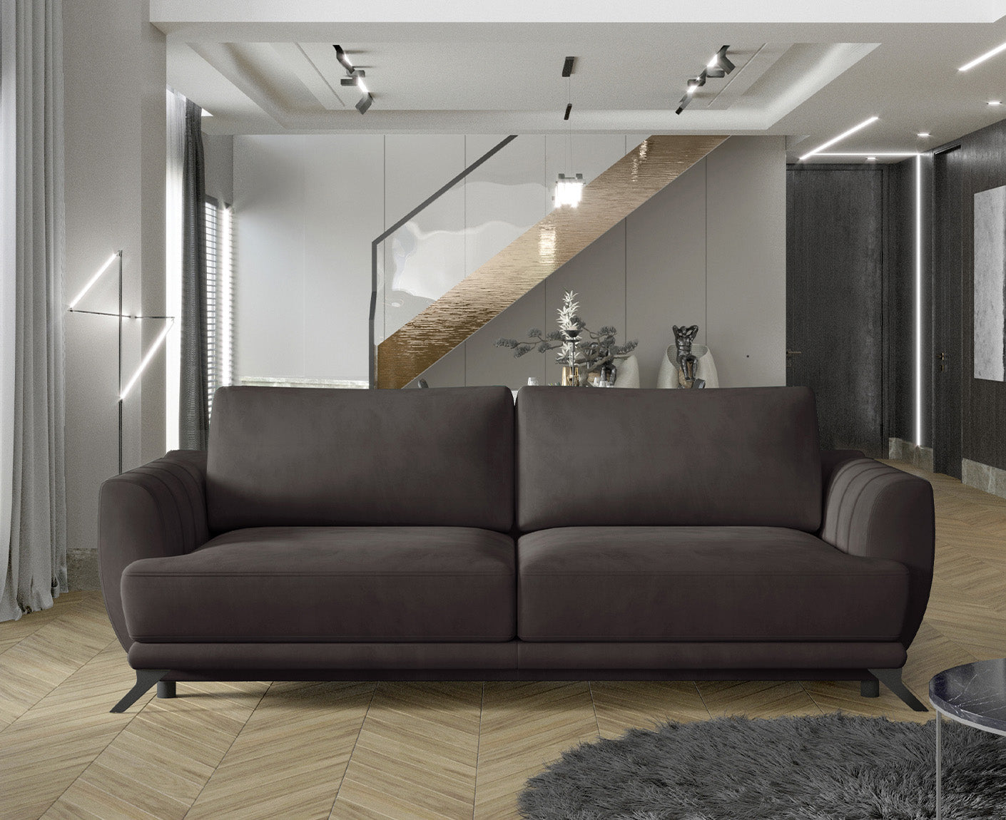 Megis Schlafsofa 250x95 cm Dunkelgrün (Samt)