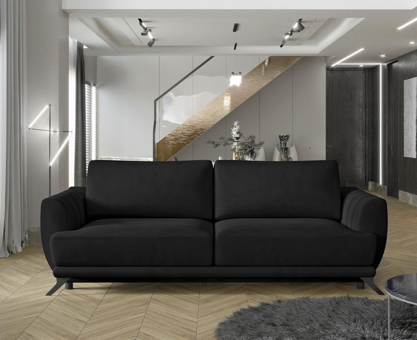 Megis Schlafsofa 250x95 cm Dunkelgrün (Samt)