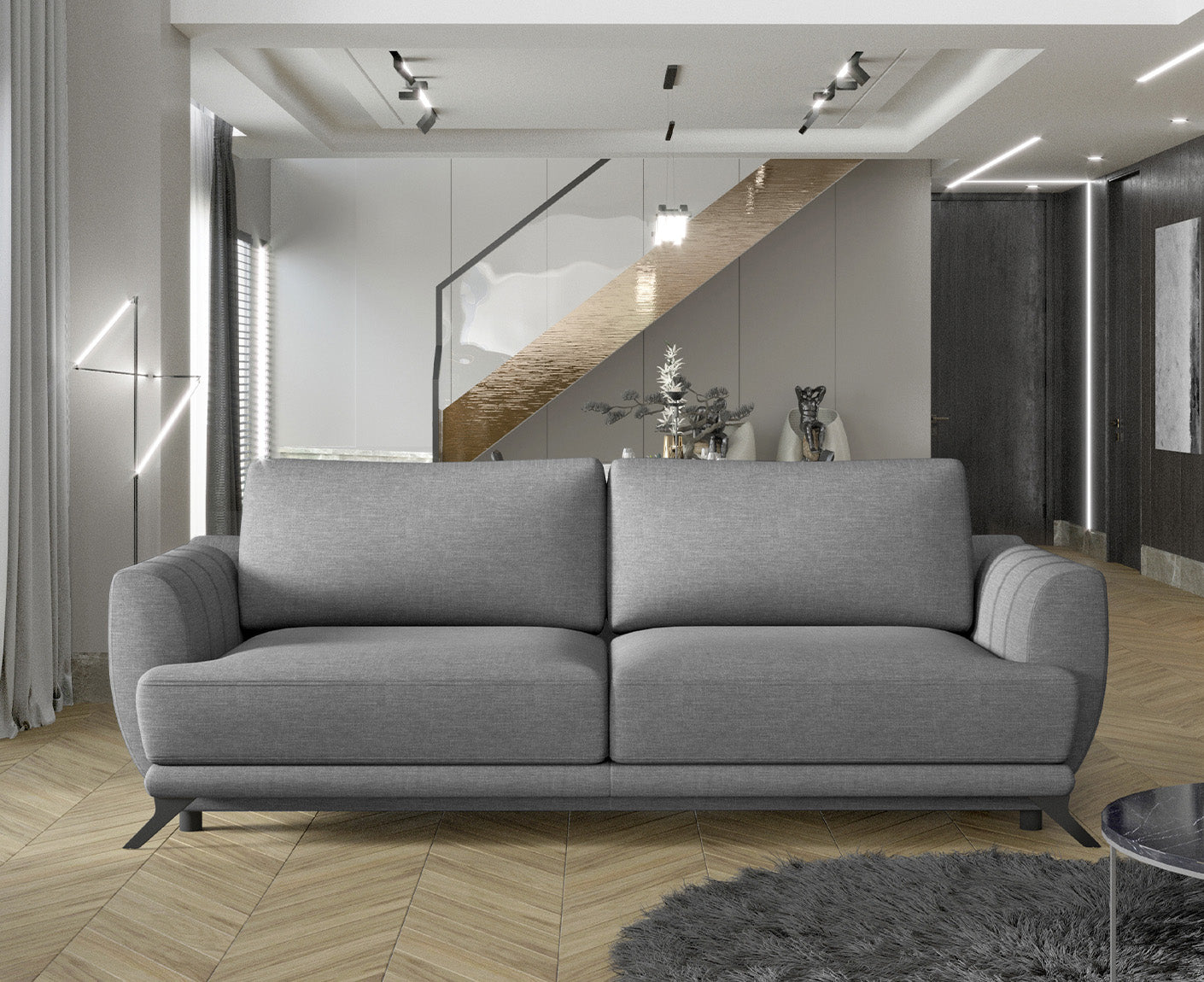 Megis Schlafsofa 250x95 cm Blau (Webstoff)