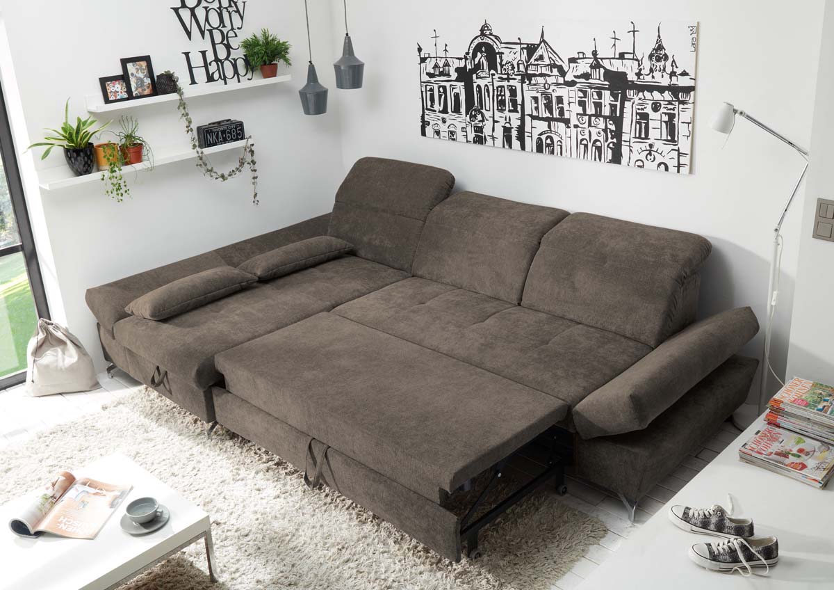 MELFI Ecksofa 275 x 168 cm Stone