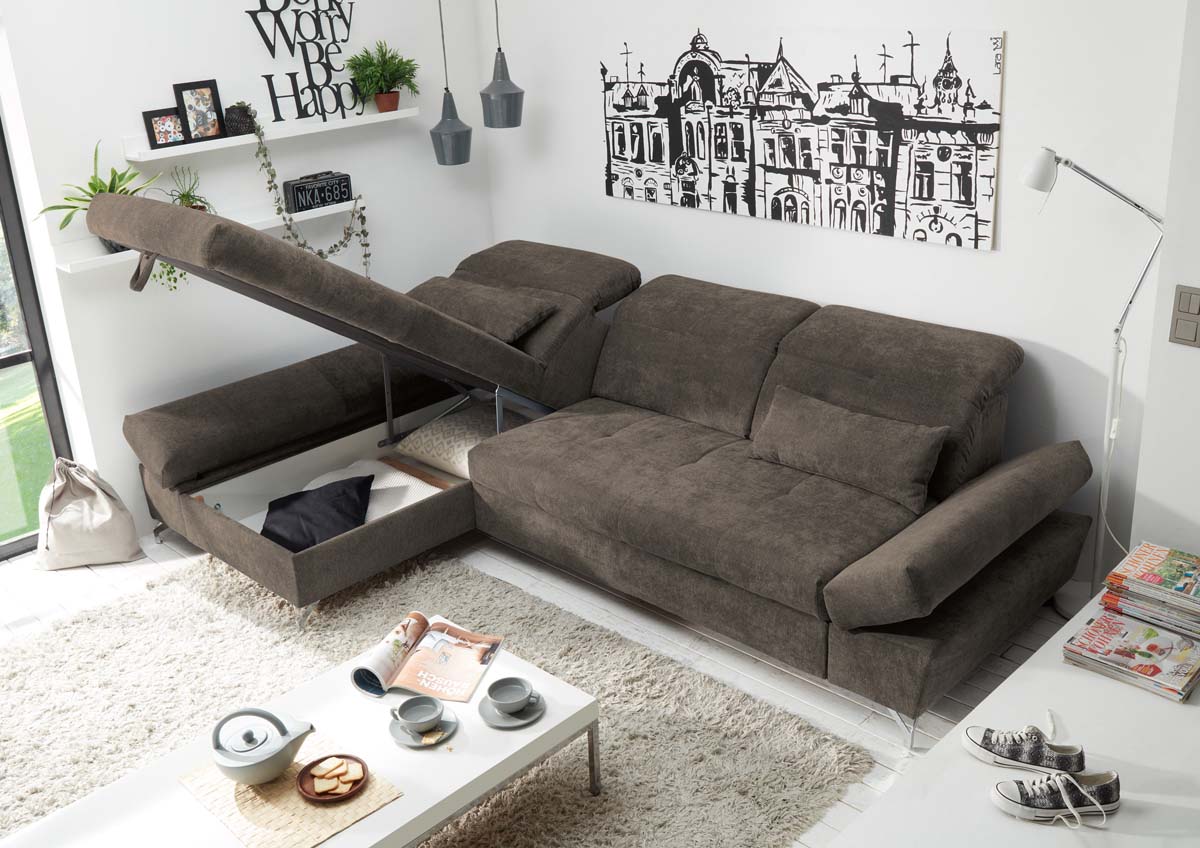 MELFI Ecksofa 275 x 168 cm Stone
