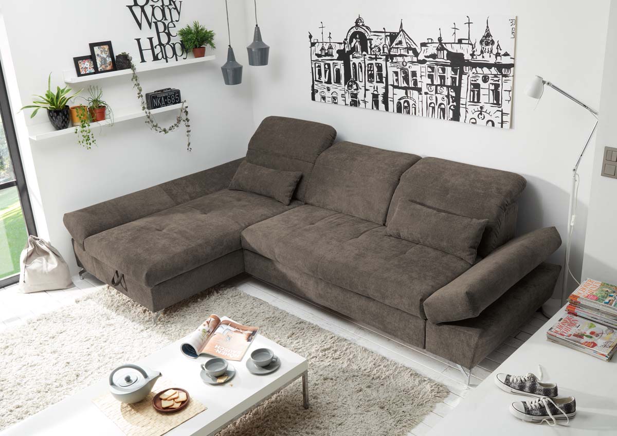 MELFI Ecksofa 275 x 168 cm Stone