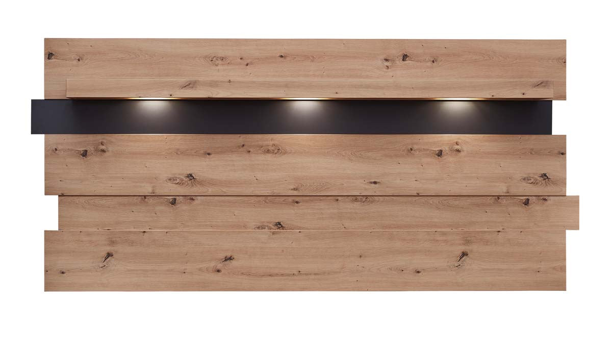 Memphis 3-teiliges Wohnzimmer Komplettset inkl. LED-Beleuchtung Graphit / Artisan Eiche - Voelpe