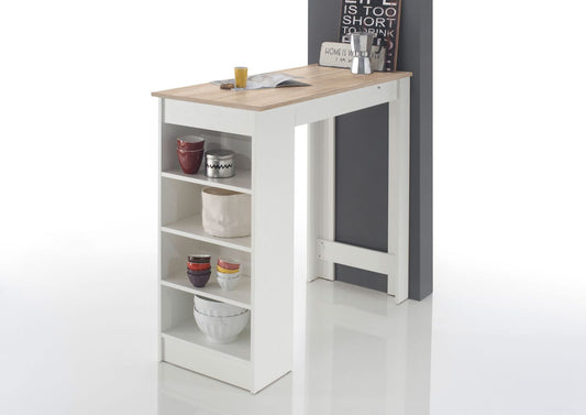21749 Bartisch mit Regal Weiß / Eiche Sonoma Eiche Sonoma / Weiß