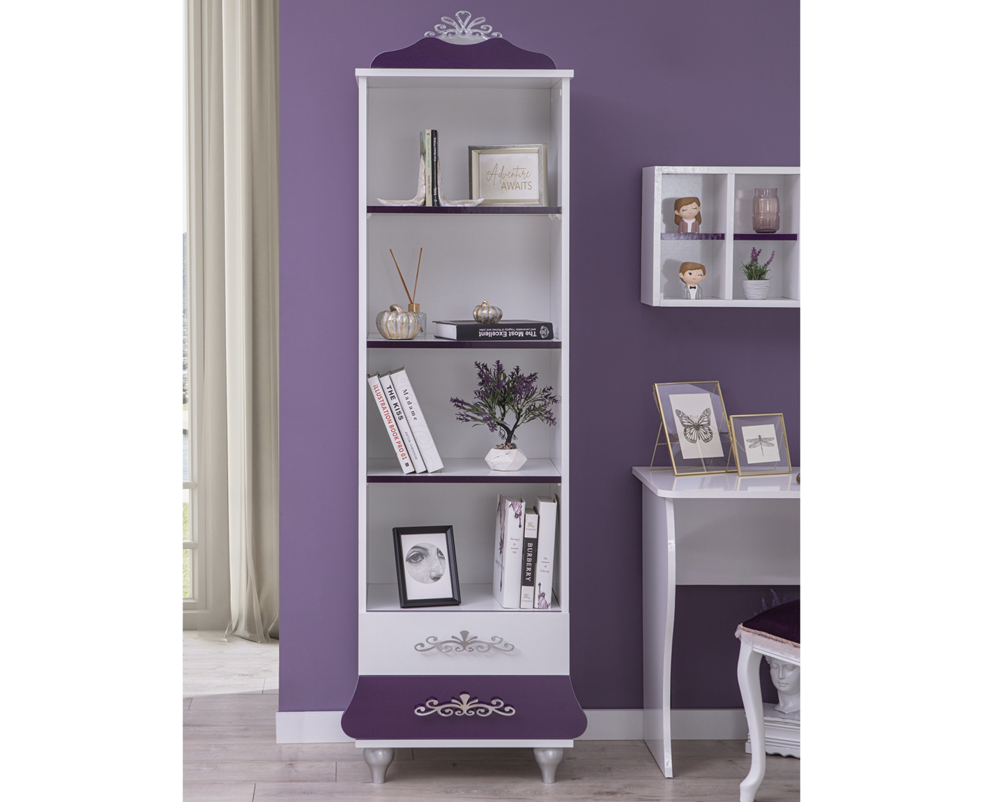 ANASTASIA LILA Bücherregal Kinderbücherregal lila / weiß