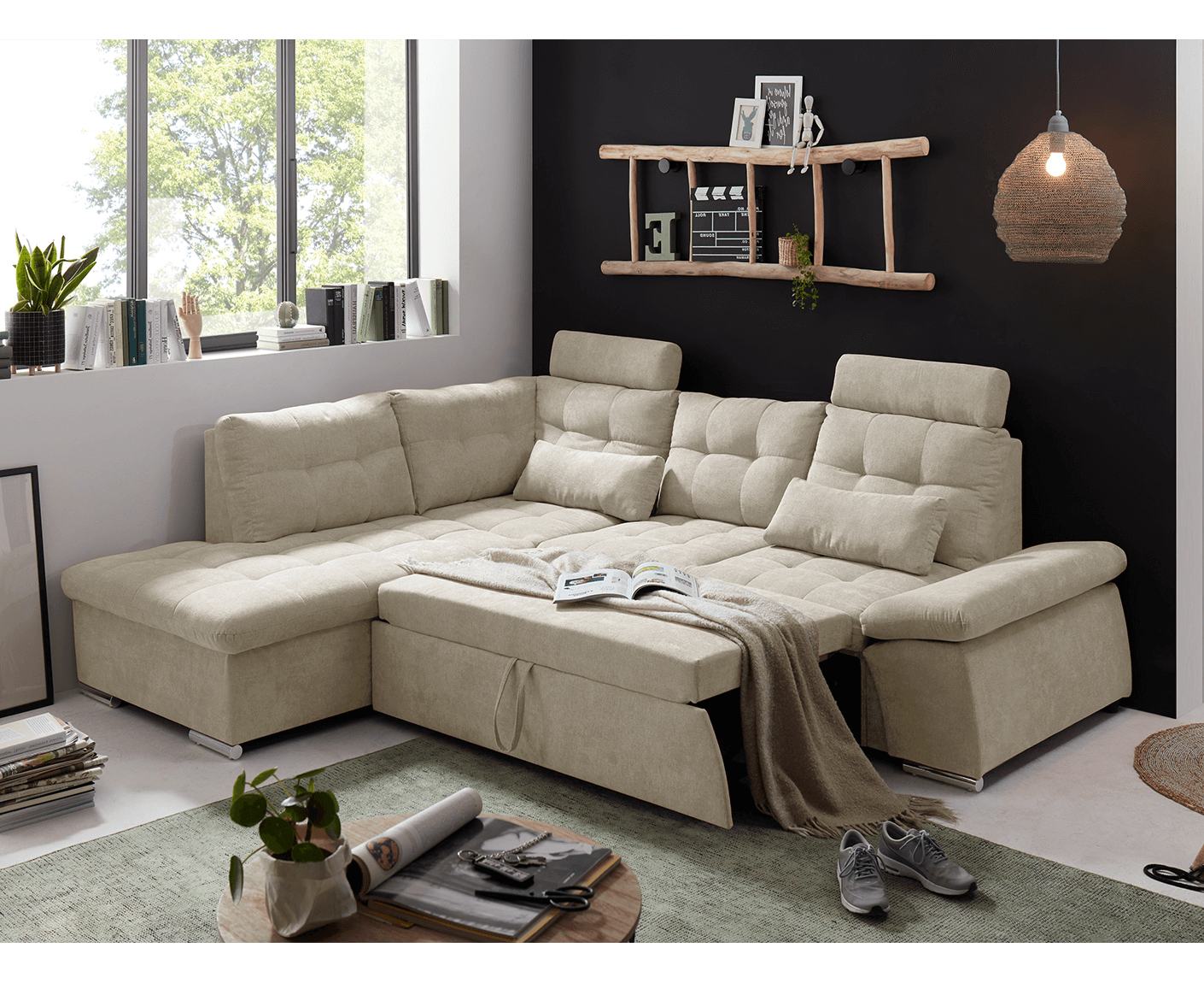 Nalo Ecksofa 260x219 cm, mit Schlaffunktion - Voelpe