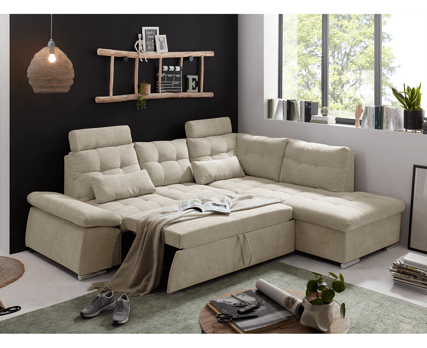 Nalo Ecksofa 260x219 cm, mit Schlaffunktion - Voelpe