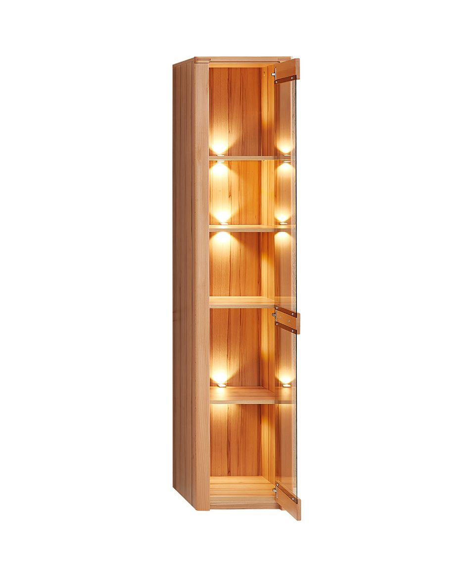 Nature One Vitrinenschrank hoch inkl. LED-Beleuchtung Kernbuche lackiert