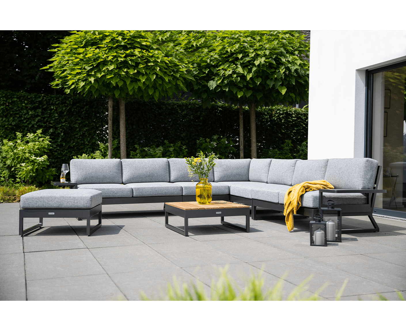 Kettler Ocean Skid Platform Gartenlounge 313 x 313 cm Hellgrau meliert