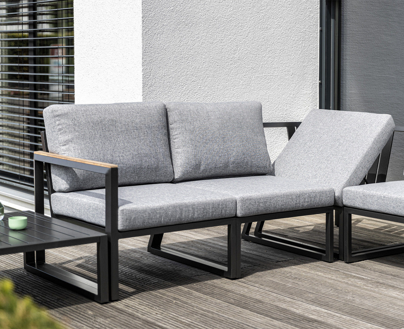 Kettler Ocean Skid Lounge Mittelteil Loungesessel Anthrazit / Hellgrau meliert