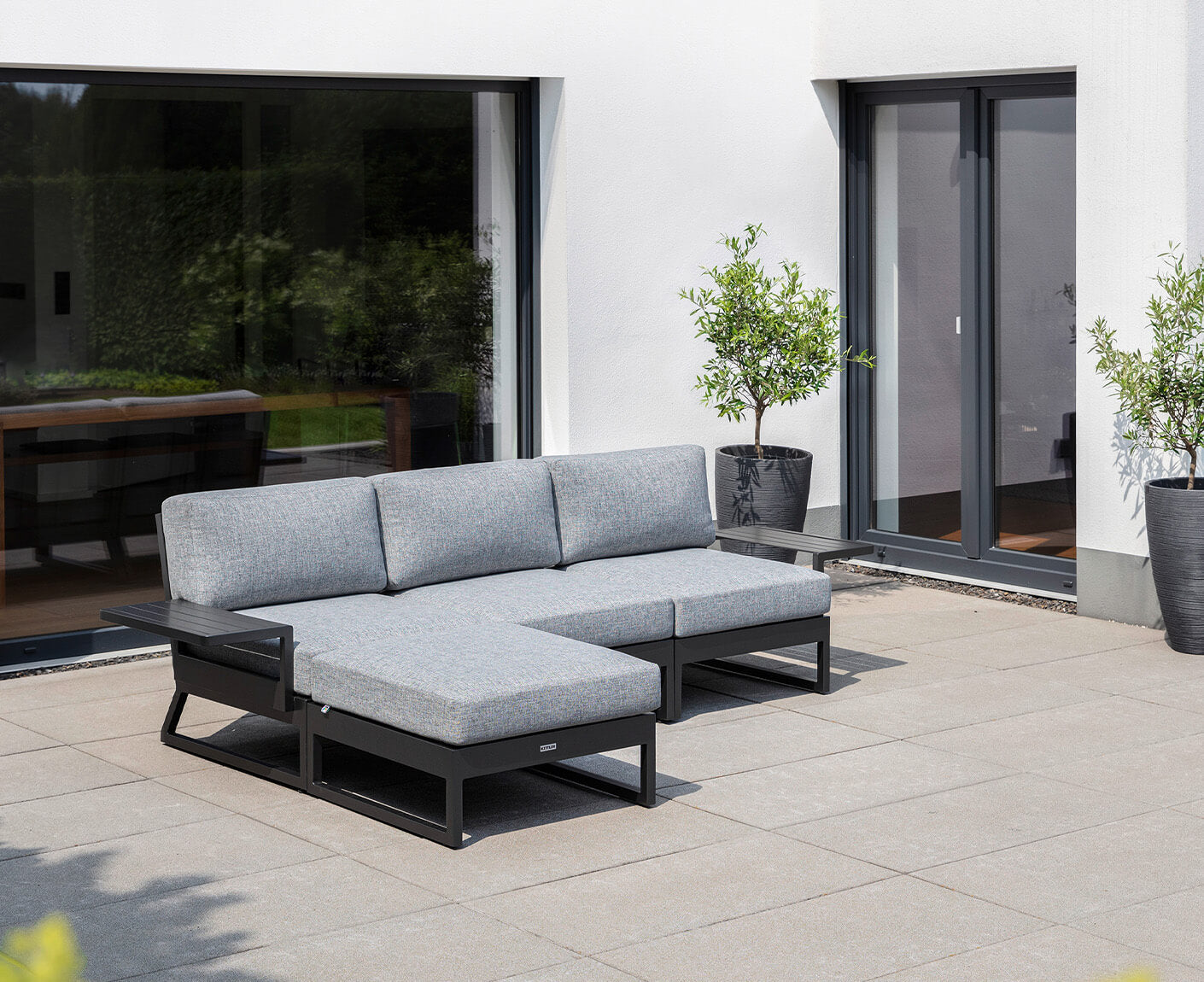 Kettler Ocean Skid Platform Gartenlounge Ecklounge mit Ablage Anthrazit / Hellgrau