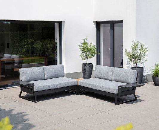 Kettler Ocean Skid Platform Gartenlounge mit Tisch Anthrazit / Hellgrau meliert