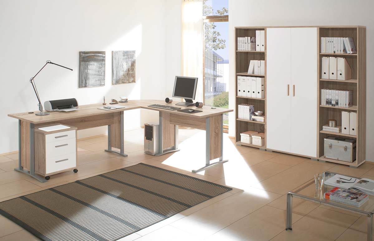 Office Line Rollcontainer 3 Schubladen Eiche Sonoma/Weiß