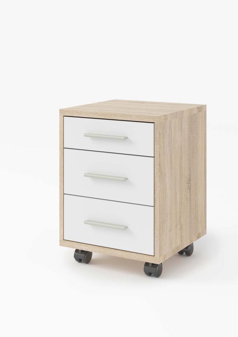 Office Line Rollcontainer 3 Schubladen Eiche Sonoma/Weiß