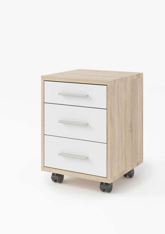 Office Line Rollcontainer 3 Schubladen Eiche Sonoma/Weiß