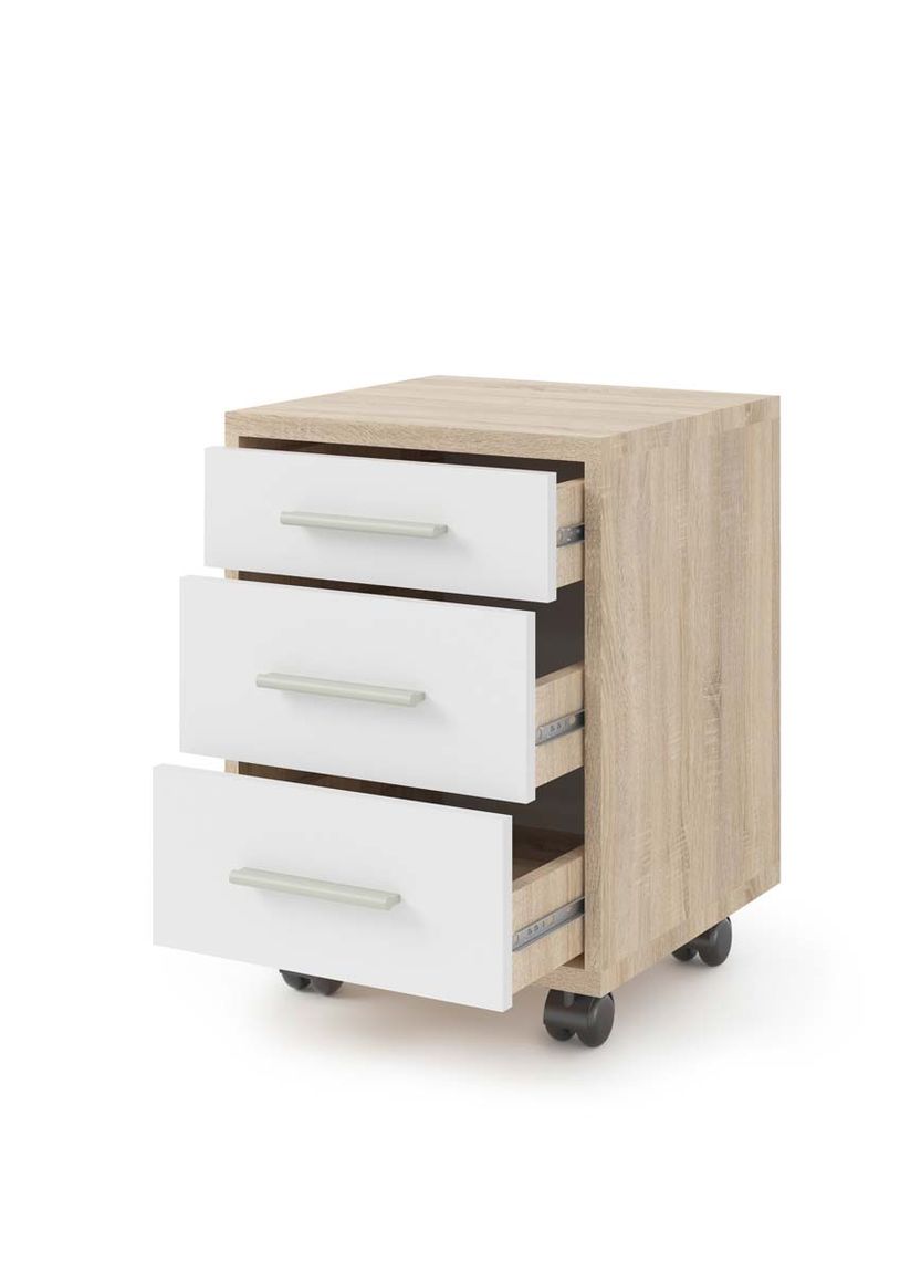 Office Line Rollcontainer 3 Schubladen Eiche Sonoma/Weiß
