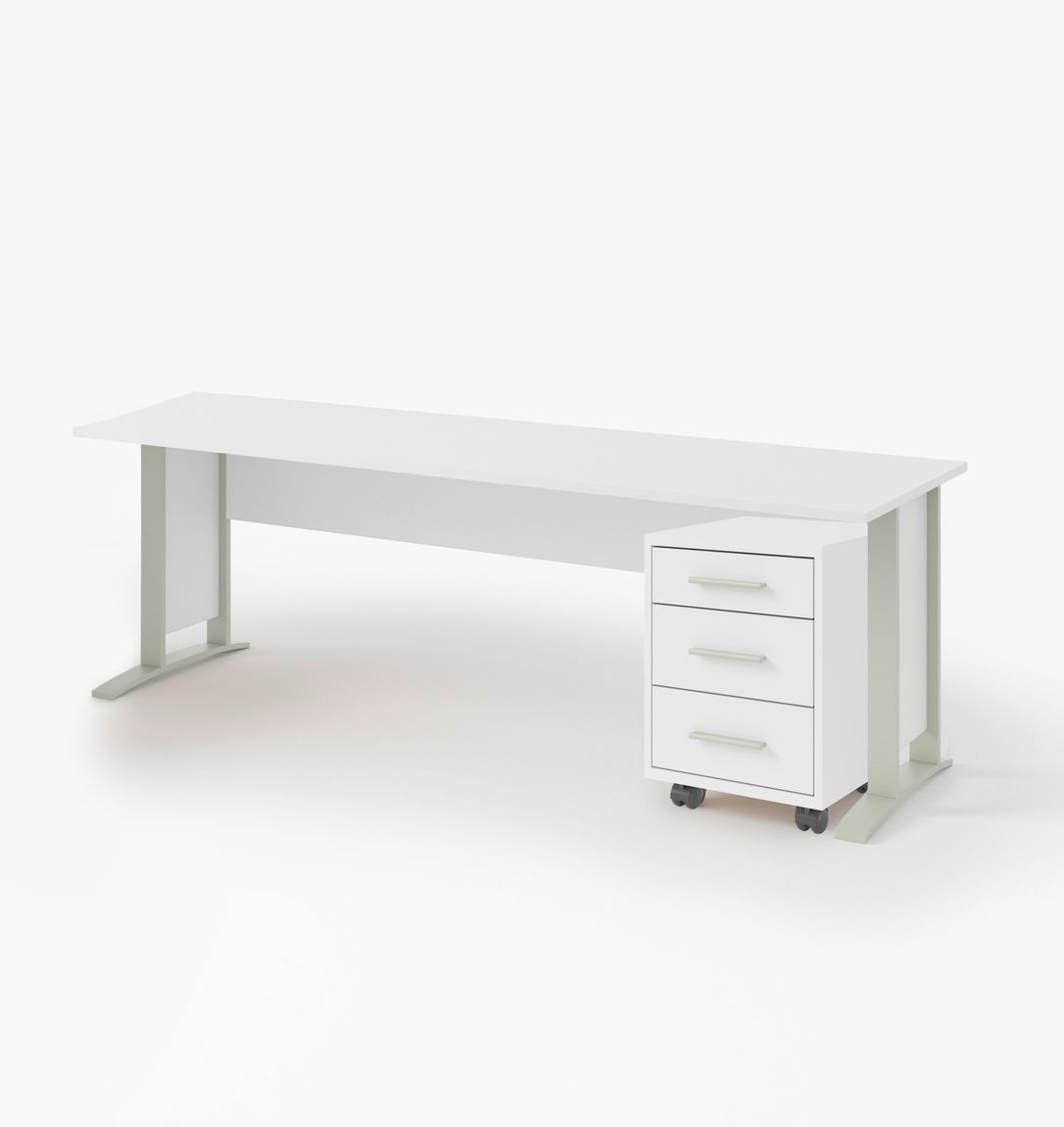 Office Line Schreibtisch 150 x 70 cm mit Rollcontainer Weiß